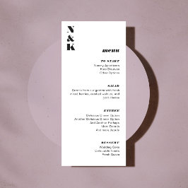 モノグラムはっきりした白黒のカス結婚タマイズ メニュー