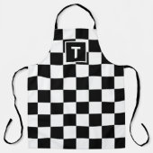 モノグラムはっきりした白黒パタ市松模様にーン エプロン (正面)