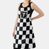 モノグラムはっきりした白黒パタ市松模様にーン エプロン (インサイチュ)