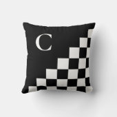 モノグラムはっきりした白黒幾何学模様 クッション (裏面)