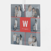 モノグラムはっきりした編集可能カラーカスタムオーナメント ガラスオーナメント (正面左)