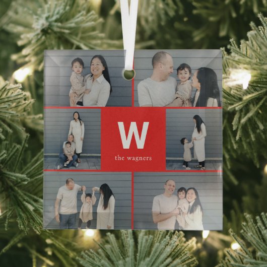 モノグラムはっきりした編集可能カラーカスタムオーナメント ガラスオーナメント (インサイチュ)