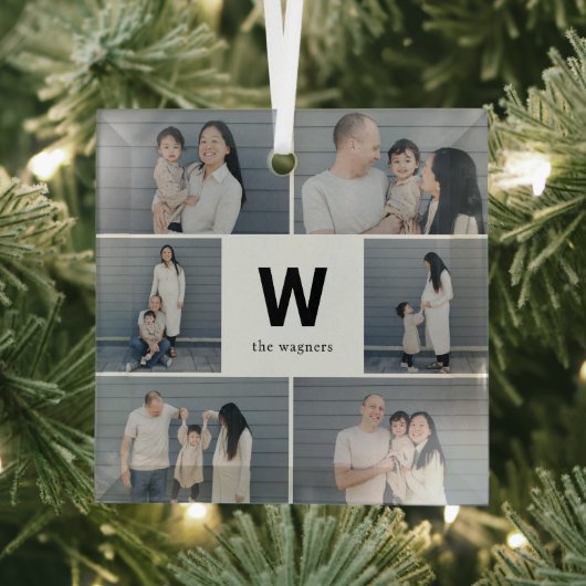 モノグラムはっきりした編集可能カラーカスタムオーナメント ガラスオーナメント (インサイチュ)