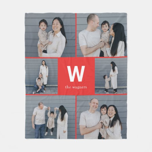 モノグラムはっきりした編集可能カラーカスタムフォトブランケット フリースブランケット (正面)