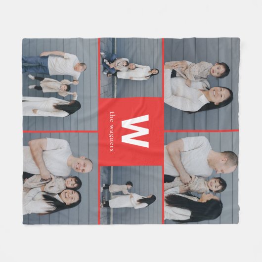 モノグラムはっきりした編集可能カラーカスタムフォトブランケット フリースブランケット (正面(横))