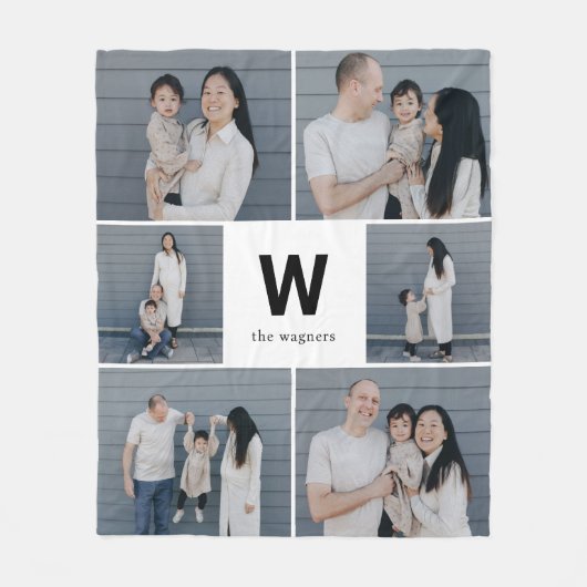 モノグラムはっきりした編集可能カラーカスタムフォトブランケット フリースブランケット (正面)