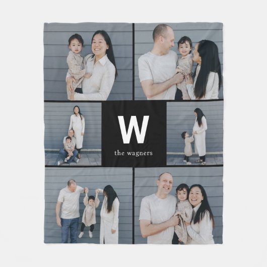 モノグラムはっきりした編集可能カラーカスタムフォトブランケット フリースブランケット (正面)