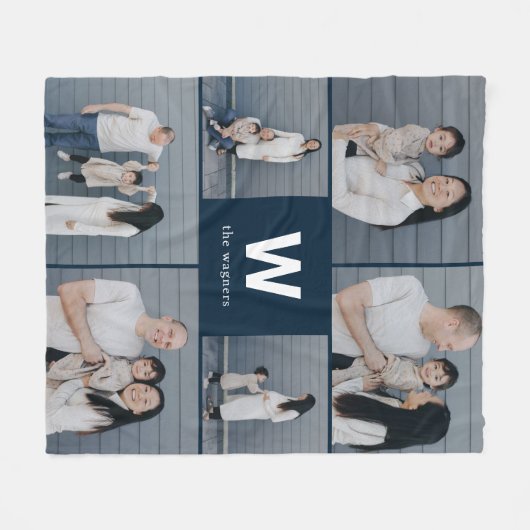 モノグラムはっきりした編集可能カラーカスタムフォトブランケット フリースブランケット (正面(横))