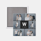 モノグラムはっきりした編集可能カラーフォトモダンマグネット マグネット (正面/裏面)