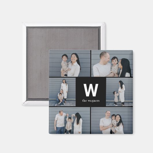 モノグラムはっきりした編集可能カラーフォトモダンマグネット マグネット (正面/裏面)