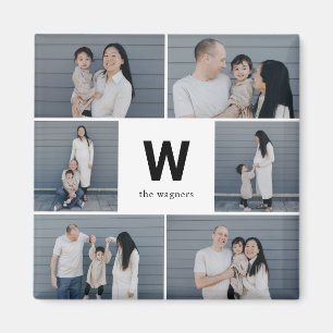 モノグラムはっきりした編集可能カラーフォトモダンマグネット マグネット