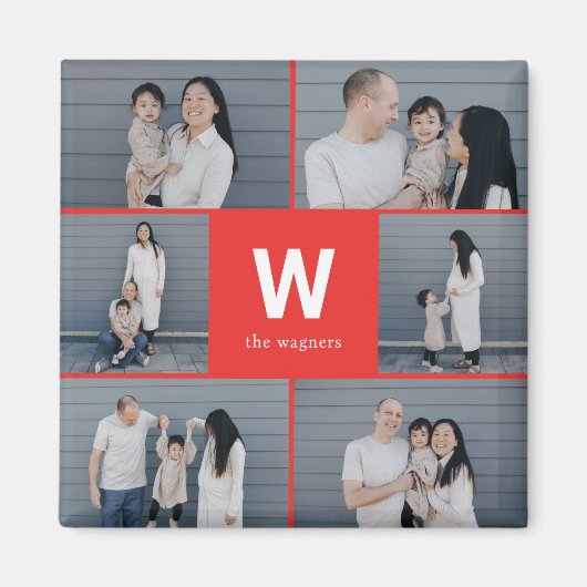 モノグラムはっきりした編集可能カラーフォトモダンマグネット マグネット (正面)