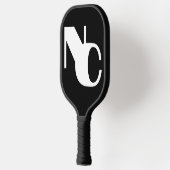 モノグラムはっきりした重なり合うイニシャル白黒 ピックルボールラケット (左)