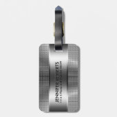 モノグラムはっきりした、金属銀灰色パターンデザイン ラゲッジタグ (裏面縦)