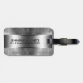 モノグラムはっきりした、金属銀灰色パターンデザイン ラゲッジタグ (裏面横)