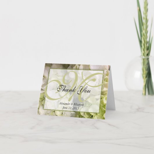 モノグラムはアジサイのメッセージカード感謝していしています サンキューカード (正面)