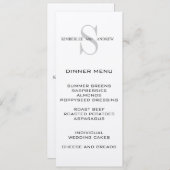 モノグラムはクリーム色の結婚式メニューカードを示します メニュー (正面/裏面)