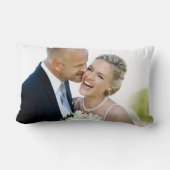 モノグラムは写真の結婚式の記念品を示します ランバークッション (裏面)