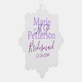 モノグラムは名前の文字を追加結婚bridesmaidのメイド オーナメントカード (右)