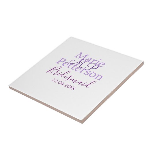 モノグラムは名前の文字を追加結婚bridesmaidのメイド タイル (側面)