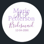 モノグラムは名前の文字を追加結婚bridesmaidのメイド ラウンドシール<br><div class="desc">美しいデザイン</div>