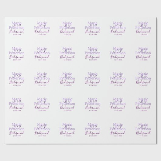 モノグラムは名前の文字を追加結婚bridesmaidのメイド ラッピングペーパー (フラット)