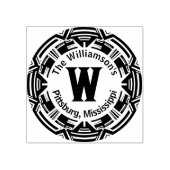 モノグラムは名前はっきりした付きの丸いサラウンドを持つ ラバースタンプ (インプリント)