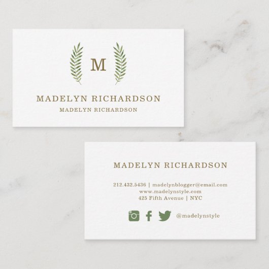 モノグラムは|の会合媒体を去ります 名刺 (正面/裏面)