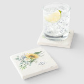 モノグラムひまわりユーカリ石コースター ストーンコースター (横)