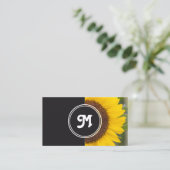 モノグラムひまわり花屋ウェディングプランナー灰色 名刺 (スタンド正面)
