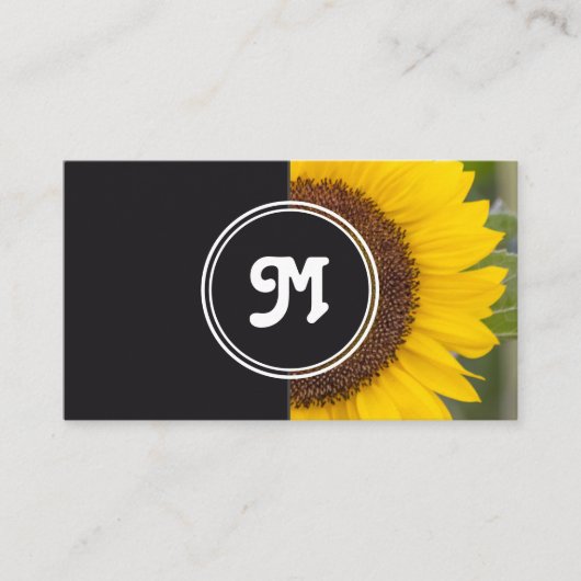 モノグラムひまわり花屋ウェディングプランナー灰色 名刺 (正面)