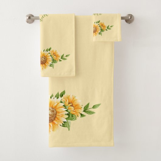 モノグラムひまわり黄色緑花 バスタオルセット (インサイチュ)