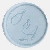 モノグラムほこりっぽいブルーワックスシール結婚式用シール ラウンドシール (正面)