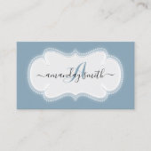 モノグラムほこりっぽい青い美容師メイクアップアーティスト 名刺 (正面)