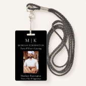 モノグラムまたはロゴの追加ビジネスブラックまたはピックカラー バッジ (正面ランヤード)