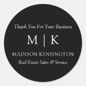 モノグラムまたはロゴの追加ビジネスブラックラウンドステッカー ラウンドシール (正面)