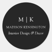 モノグラムまたはロゴの追加ビジネスブラック封筒用シール ラウンドシール (正面)