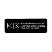 モノグラムまたはロゴの追加ビジネスブラック差出人住所 ラベル (正面)
