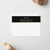 モノグラムまたはロゴの追加ビジネスブラック金ゴールド ノートカード (正面/裏面インサイチュ)