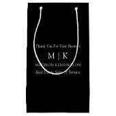 モノグラムまたはロゴの追加ビジネスブラック スモールペーパーバッグ (正面)