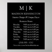 モノグラムまたはロゴの追加ビジネスブラック ポスター (正面)