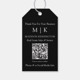 モノグラムまたはロゴの追加ビジネスブラックQRコード ギフトタグ