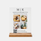 モノグラムまたはロゴの追加ビジネス写真QRコード澄ん アクリルサイン (正面)