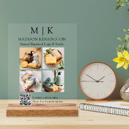 モノグラムまたはロゴの追加ビジネス写真QRコード澄ん アクリルサイン