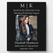 モノグラムまたはロゴの追加ビジネス従業員表彰デスク フォトプラーク (正面)