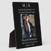 モノグラムまたはロゴの追加ビジネス従業員表彰デスク フォトプラーク (側面)