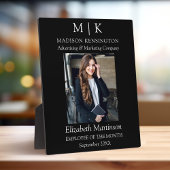 モノグラムまたはロゴの追加ビジネス従業員表彰デスク フォトプラーク