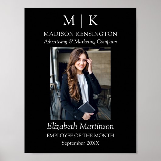 モノグラムまたはロゴの追加ビジネス従業員賞 ポスター (正面)