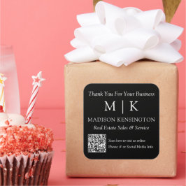 モノグラムまたはロゴの追加ビジネス感謝QRコード スクエアシール