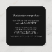 モノグラムまたはロゴの追加ビジネス手作りの挿入カード スクエア名刺 (裏面)